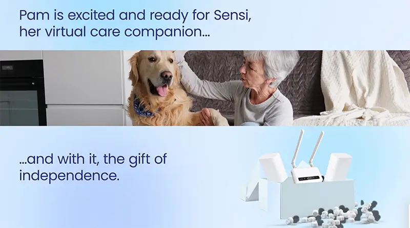 A preview image for the Sensi Setup video shows an elderly woman in a home environment and a package of the Sensi device