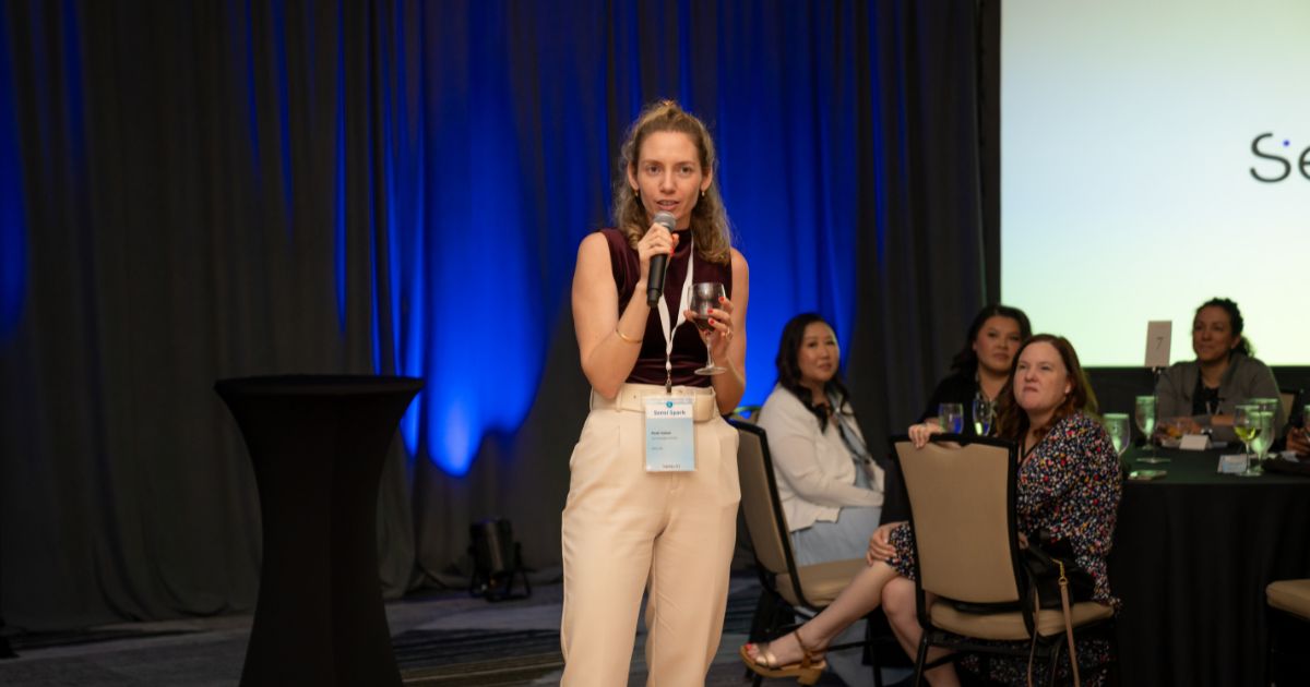 sensi ceo romi gubes speaking at an event